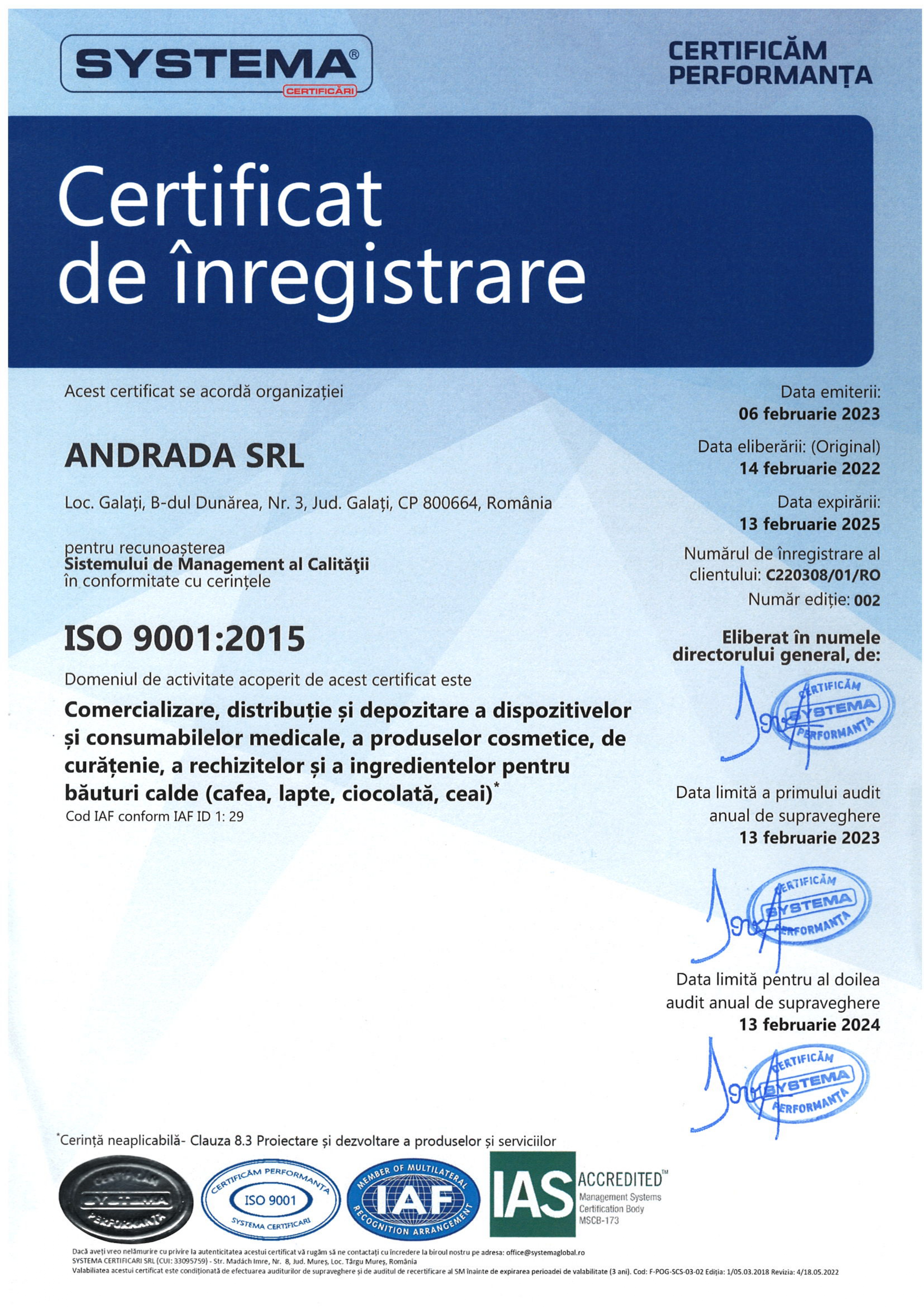 Certificat ISO 2024